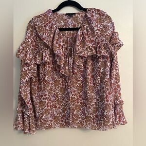 J. Crew Brown and Purple Floral Blouse